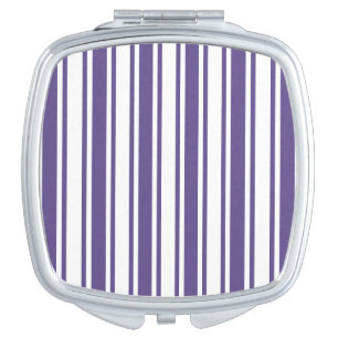 Ultra violet and white candy stripes compact mirror