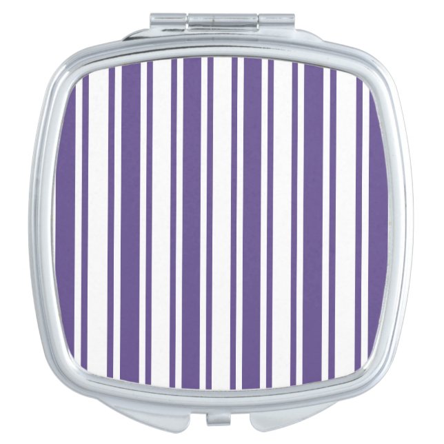 Ultra violet and white candy stripes compact mirror (Front)