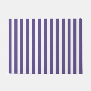 Ultra violet and white candy stripes doormat