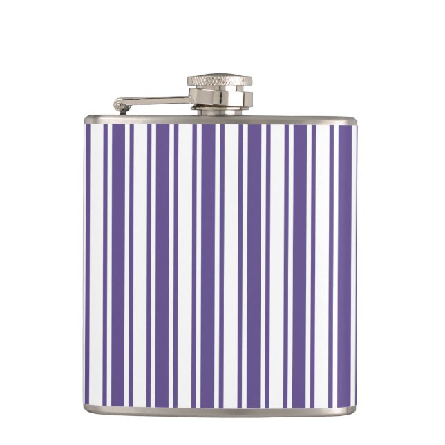 Ultra violet and white candy stripes flask (Front)