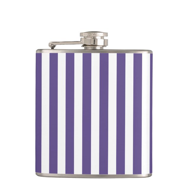 Ultra violet and white candy stripes flask (Front)