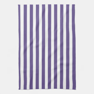 Ultra violet and white candy stripes kitchen towel