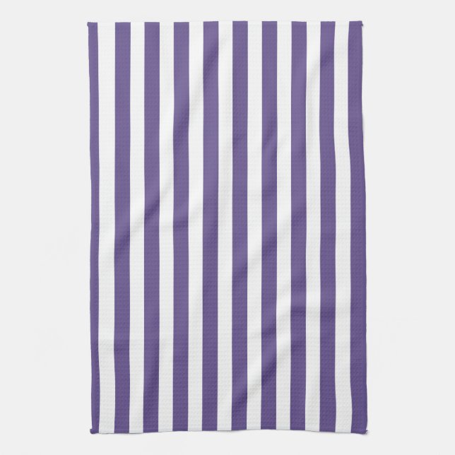 Ultra violet and white candy stripes kitchen towel (Vertical)