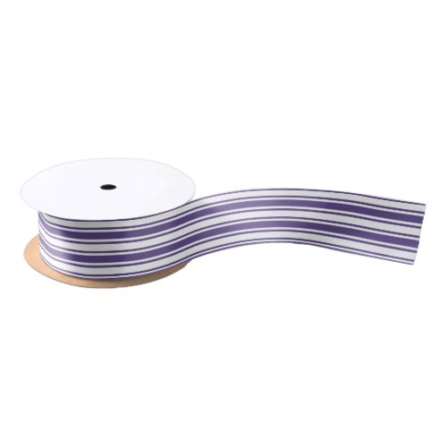 Ultra violet and white candy stripes satin ribbon