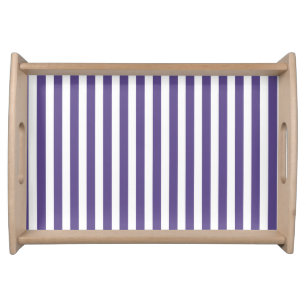 Ultra violet and white candy stripes serving tray