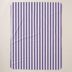 Ultra violet and white candy stripes sherpa blanket
