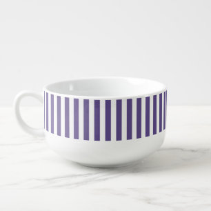 Ultra violet and white candy stripes soup mug