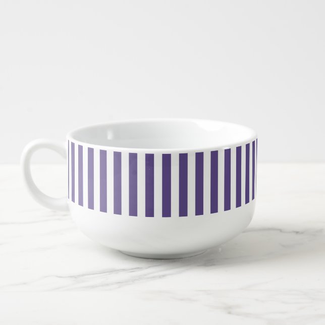 Ultra violet and white candy stripes soup mug (Right)