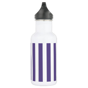 Ultra violet and white candy stripes stainless steel water bottle