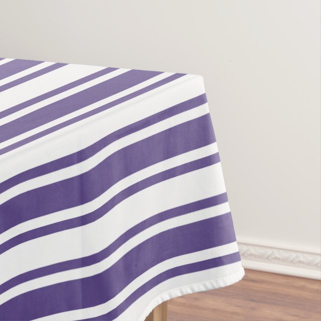Ultra violet and white candy stripes tablecloth (In Situ)