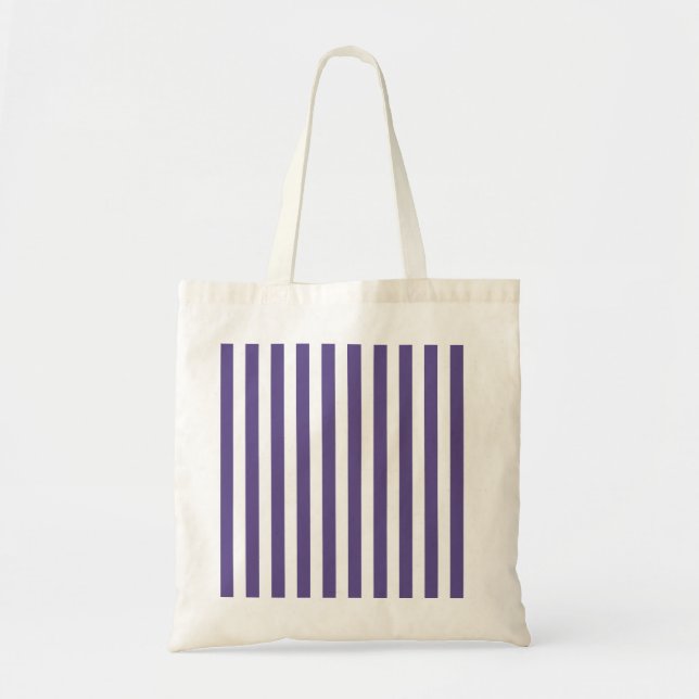 Ultra violet and white candy stripes tote bag (Front)