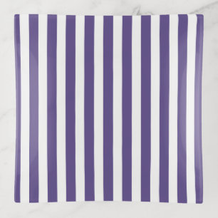 Ultra violet and white candy stripes trinket tray
