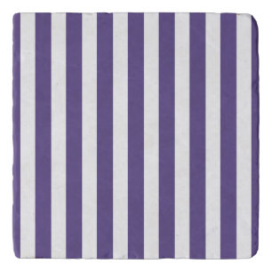 Ultra violet and white candy stripes trivet