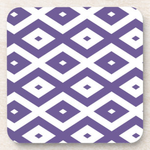 Ultra violet and white diamond pattern beverage coaster