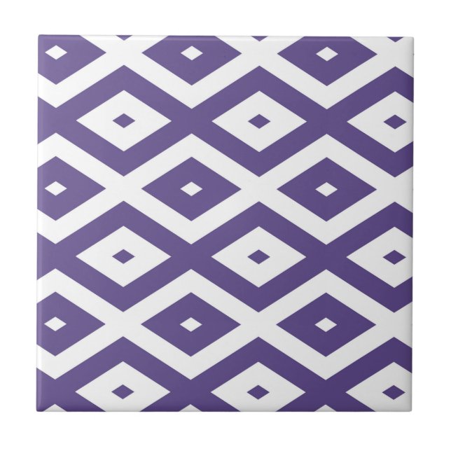 Ultra violet and white diamond pattern ceramic tile (Front)