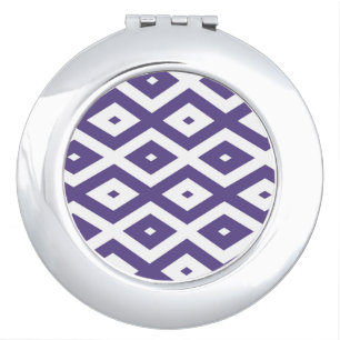 Ultra violet and white diamond pattern compact mirror