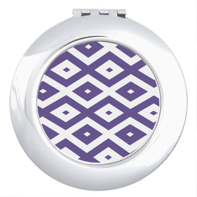 Ultra violet and white diamond pattern compact mirror (Front)