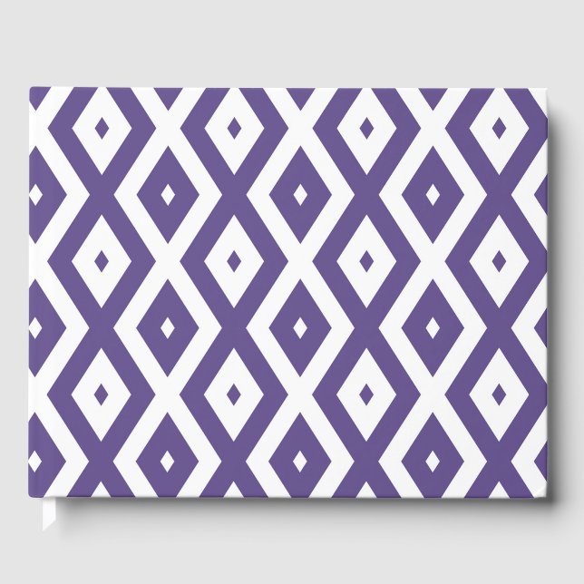 Ultra violet and white diamond pattern guest book (Front)