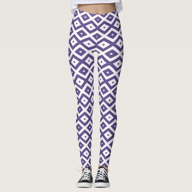 Ultra violet and white diamond pattern leggings (Front)