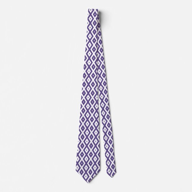 Ultra violet and white diamond pattern neck tie (Front)