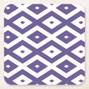 Ultra violet and white diamond pattern square paper coaster