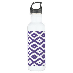 Ultra violet and white diamond pattern stainless steel water bottle