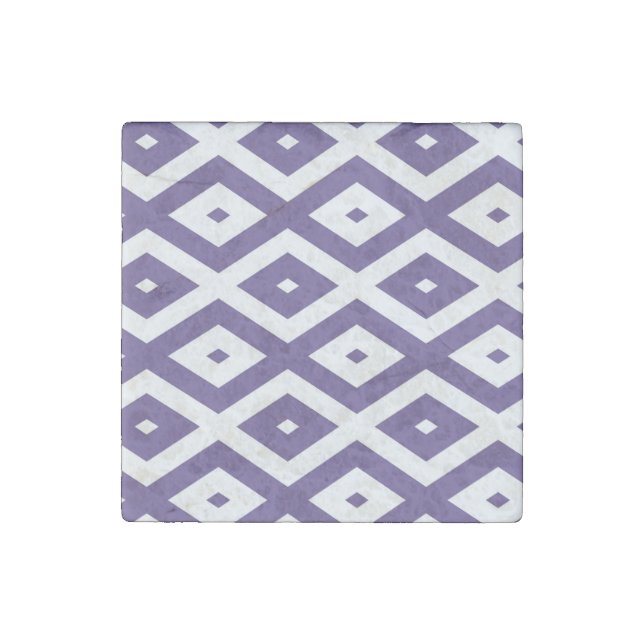 Ultra violet and white diamond pattern stone magnet (Front)