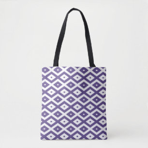 Ultra violet and white diamond pattern tote bag