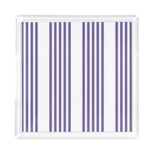 Ultra violet and white five stripe pattern acrylic tray