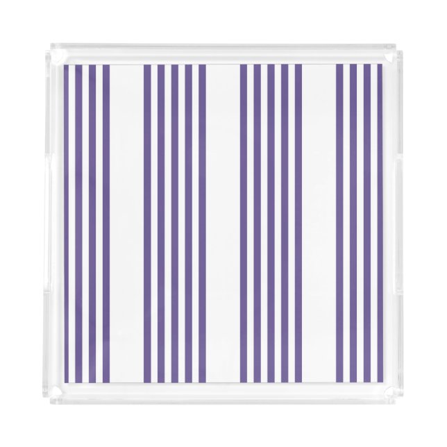 Ultra violet and white five stripe pattern acrylic tray (Front)