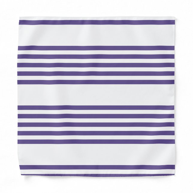 Ultra violet and white five stripe pattern bandana (Front)