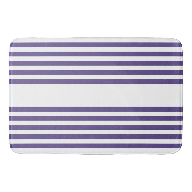 Ultra violet and white five stripe pattern bath mat (Front)