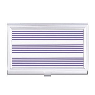 Ultra violet and white five stripe pattern business card case