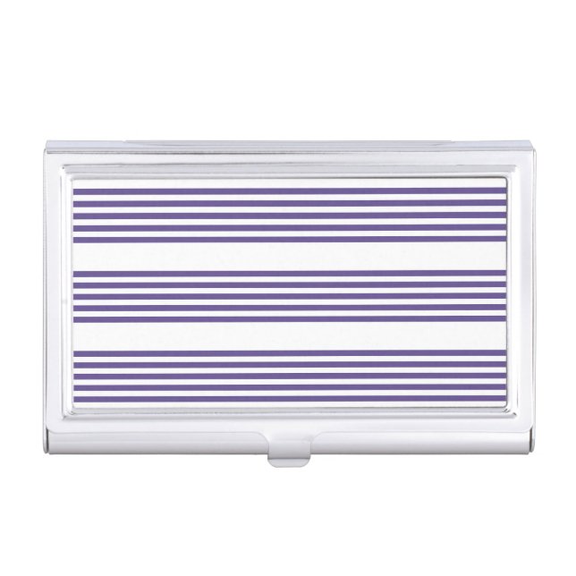 Ultra violet and white five stripe pattern business card case (Front)