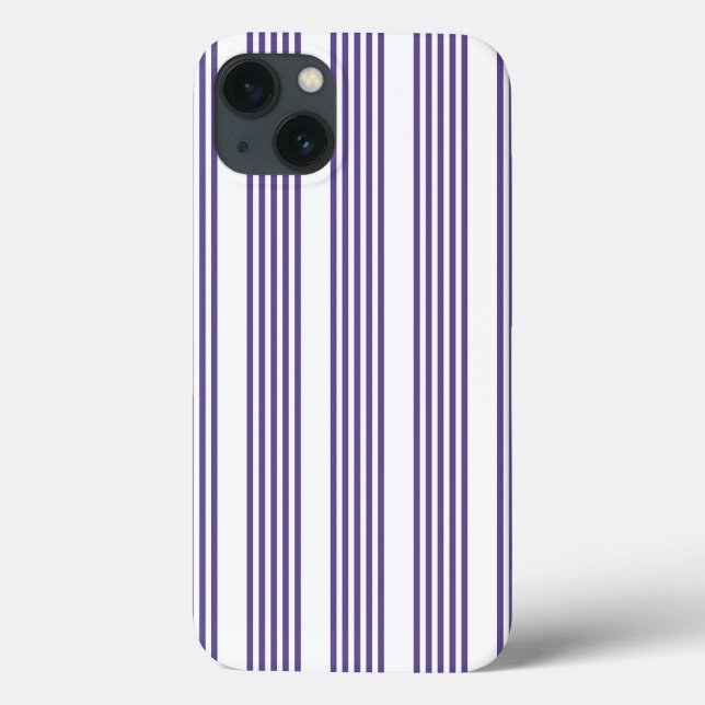 Ultra violet and white five stripe pattern Case-Mate iPhone case (Back)