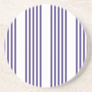 Ultra violet and white five stripe pattern coaster