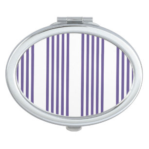 Ultra violet and white five stripe pattern compact mirror