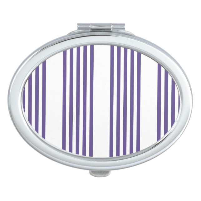 Ultra violet and white five stripe pattern compact mirror (Front)