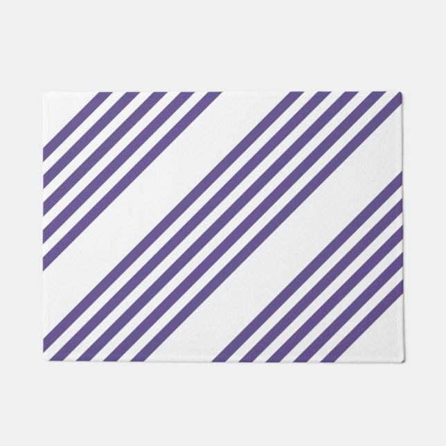 Ultra violet and white five stripe pattern doormat (Front)