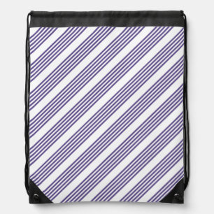 Ultra violet and white five stripe pattern drawstring bag