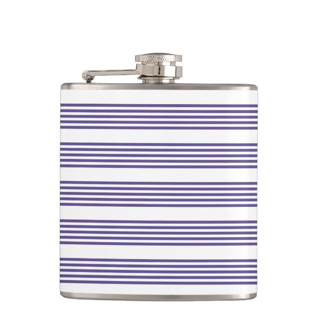 Ultra violet and white five stripe pattern flask (Front)