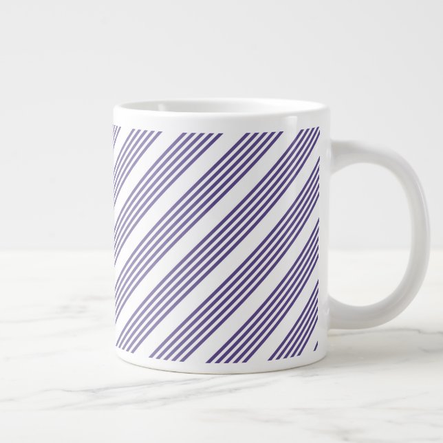 Ultra violet and white five stripe pattern giant coffee mug (Right)