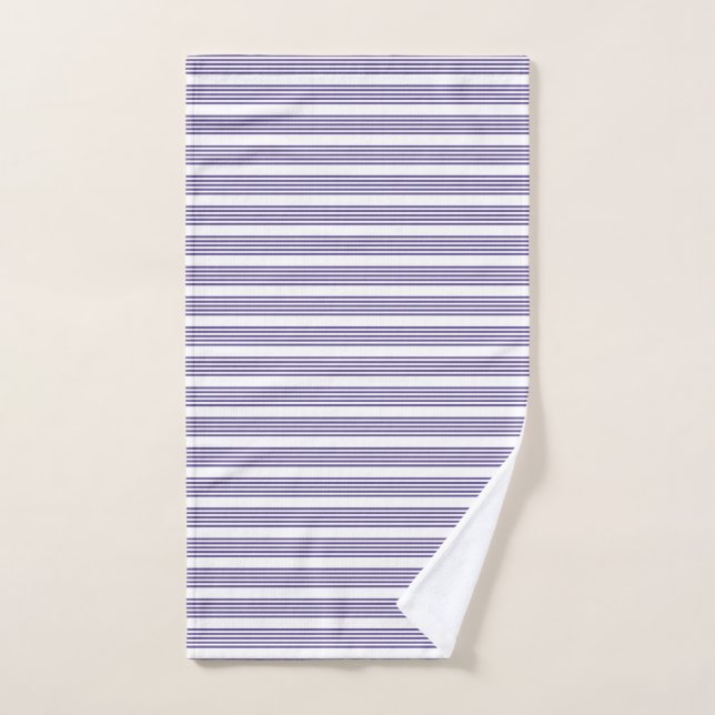 Ultra violet and white five stripe pattern hand towel  (Hand Towel)