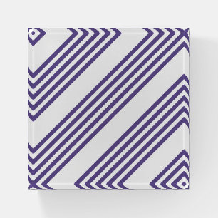 Ultra violet and white five stripe pattern paperweight