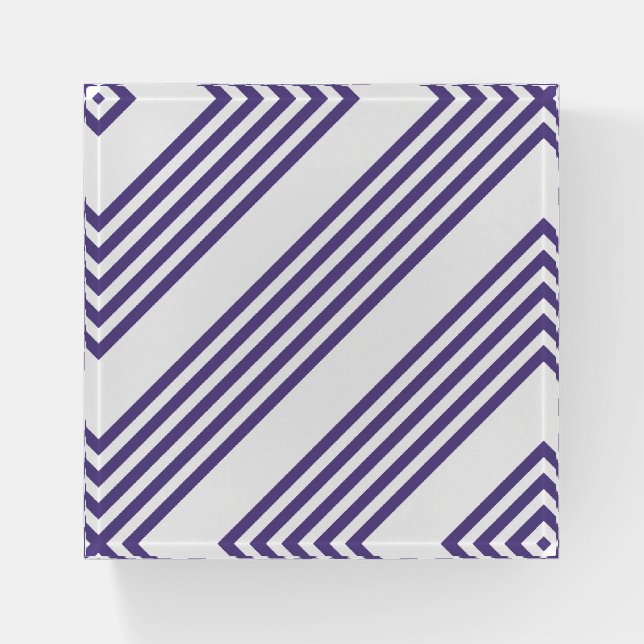 Ultra violet and white five stripe pattern paperweight (Front)