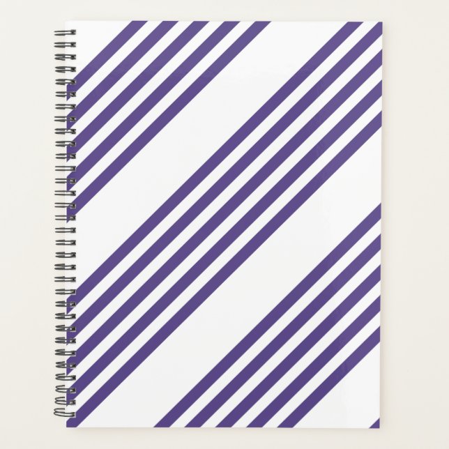 Ultra violet and white five stripe pattern planner (Front)