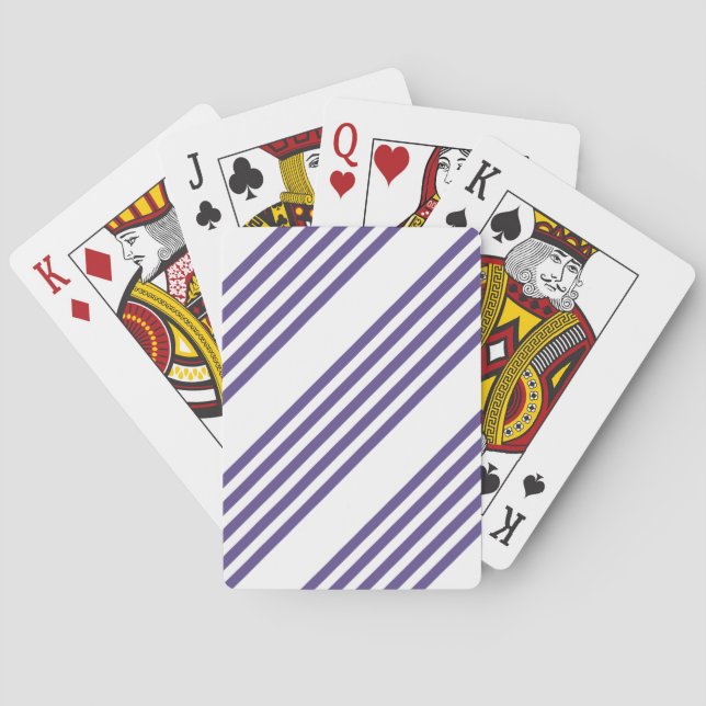 Ultra violet and white five stripe pattern poker cards (Back)