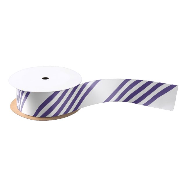 Ultra violet and white five stripe pattern satin ribbon (Spool)