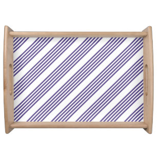 Ultra violet and white five stripe pattern serving tray