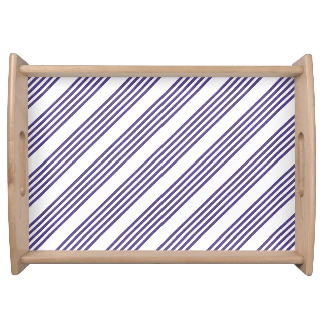 Ultra violet and white five stripe pattern serving tray (Front)